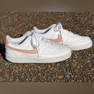 Nike Court Vision Low Next Nature Women's Shoes in the White/Pink Oxford color